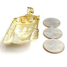 Load image into Gallery viewer, 10k yellow gold Jesus face crown head pendant charm fine religious jewelry 19.8g
