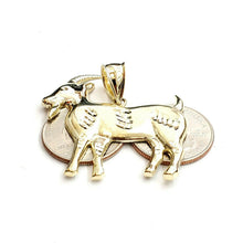Load image into Gallery viewer, New 10k yellow Gold Goat Pendant charm diamond cut animal fine gift jewelry 6.4g
