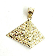 Load image into Gallery viewer, 10k yellow solid Gold Egyptian pyramid eye Pendant diamond cut fine jewelry 4g
