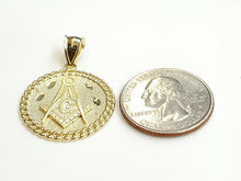 Load image into Gallery viewer, New 10k yellow solid Gold freemason Masonic Pendant religious jewelry 0.97" 4.1g
