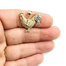 Load image into Gallery viewer, 14k yellow Gold rooster chicken bird Pendant charm diamond cut fine jewelry 2.9g
