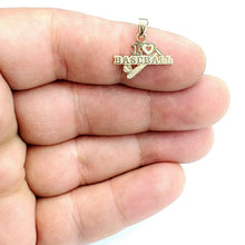 Load image into Gallery viewer, 14k yellow Gold tiny i love baseball bat Pendant charm fine sport jewelry 0.6g
