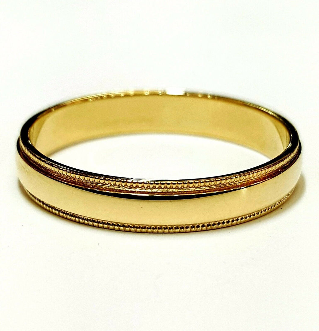 Men's Women's Solid 14K Yellow Gold Milgrain Wedding Ring Band gift 4MM Size 11