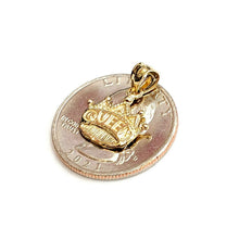 Load image into Gallery viewer, 14k yellow Gold Tiny Queen Crown Tiara Pendant charm gift fine jewelry 1.1g
