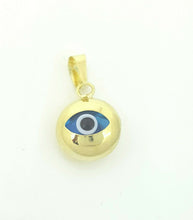 Load image into Gallery viewer, New 14k yellow gold blue evil eye pendant charm fine gift jewelry for her 0.7g
