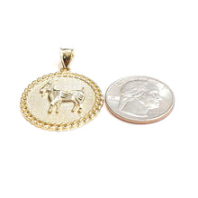 Load image into Gallery viewer, 10k yellow Gold round Goat Pendant charm diamond cut animal fine jewelry 5g
