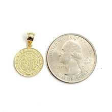 Load image into Gallery viewer, New 14k gold two tone round saint benedict san Benito pendant jewelry 0.56" 1.5g
