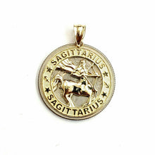Load image into Gallery viewer, 14k yellow Gold round Sagittarius Archer Zodiac Sign Pendant fine jewelry 2.6g
