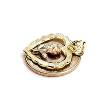 Load image into Gallery viewer, New 14k 3 color solid Gold heart rose flower Pendant charm fine love jewelry 2g
