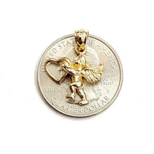 Load image into Gallery viewer, New 14k yellow Gold full body angel heart Pendant charm gift fine jewelry 1.8g
