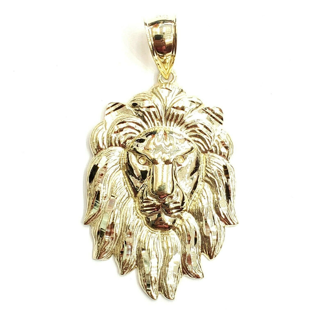 New 10k yellow solid Gold lion head face zodiac Pendant charm fine jewelry 9.6g