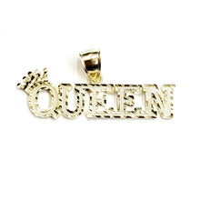 Load image into Gallery viewer, 10k yellow Gold Queen Crown Tiara Pendant charm diamond cut fine jewelry 4.4g
