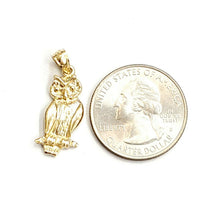 Load image into Gallery viewer, New 14k yellow gold owl bird good luck pendant charm gift fine jewelry 1.9g
