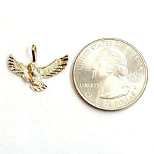 Load image into Gallery viewer, 14k yellow gold tiny owl full body pendant charm fine jewelry diamond cut 0.9g
