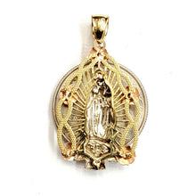 Load image into Gallery viewer, 14k 3 color gold virgin Mary Guadalupe pendant charm gift religious jewelry 4.4g
