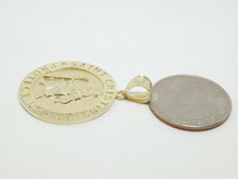 Load image into Gallery viewer, 10k yellow gold round saint Cristopher pendant fine religious jewelry 1.16" 4.9g
