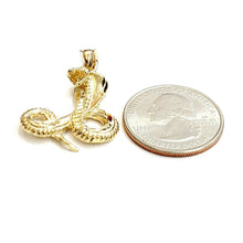 Load image into Gallery viewer, 14k yellow gold cobra snake reptile Pendant charm diamond cut fine jewelry 4.5g
