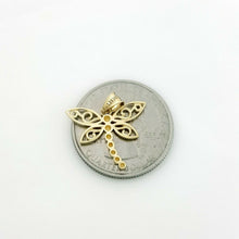 Load image into Gallery viewer, New 14k two tone Gold dragonfly Pendant charm gift fine jewelry for her 1.2g

