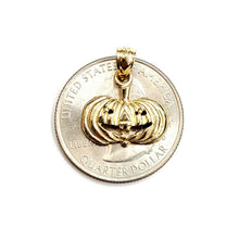 Load image into Gallery viewer, 14k yellow gold pumpkin pendant charm Halloween scary spooky fine jewelry 1.7g
