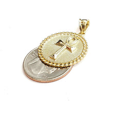 Load image into Gallery viewer, 10k yellow gold round Egyptian ankh cross pendant religious fine jewelry 3.6g
