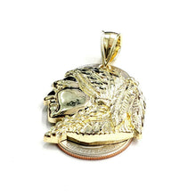 Load image into Gallery viewer, New 10k solid yellow Gold Chief face head Pendant diamond cut fine jewelry 9.2g
