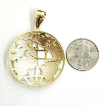Load image into Gallery viewer, New 10k yellow gold round globe planet earth world map pendant jewelry 1.61" 9g
