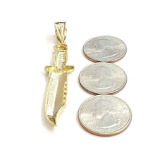 Load image into Gallery viewer, New 10k yellow Gold dagger knife Pendant charm fine gift jewelry for men 4.9g
