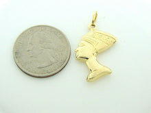 Load image into Gallery viewer, 14k yellow Gold 3D hollow egyptian queen nefertiti head Pendant fine gift 2.1g
