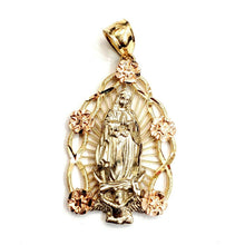 Load image into Gallery viewer, 14k 3 color gold virgin Mary Guadalupe pendant charm gift religious jewelry 4.4g
