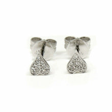 Load image into Gallery viewer, 14k white Gold 0.05Ct Round Diamonds heart stud Earrings Push Back Fastening
