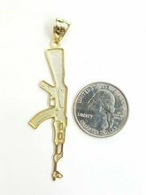 Load image into Gallery viewer, New 10k yellow Gold AK-47 machine gun rifle army Pendant charm fine jewelry 3.6g
