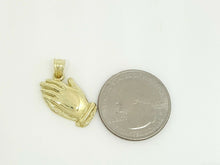 Load image into Gallery viewer, New 10k yellow gold praying hands pendant charm fine religious gift jewelry 2.3g

