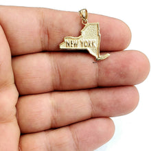 Load image into Gallery viewer, New 14k yellow gold New York outline map pendant charm gift fine jewelry 2.3g
