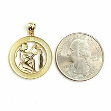 Load image into Gallery viewer, 10k yellow Gold round Aquarius zodiac astrology Pendant charm fine jewelry 2.3g
