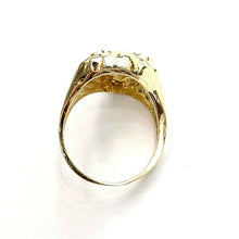 Load image into Gallery viewer, New 10k yellow gold lion head zodiac Leo men's Ring diamond cut jewelry Size 9.5
