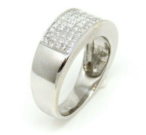 1.25ct genuine diamond 14k White Gold Women wide band Ring fine jewelry Size 7