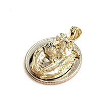 Load image into Gallery viewer, 14k yellow Gold Double Horse Head animal Pendant charm Love fine jewelry 3.1g
