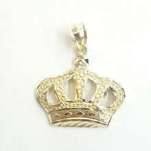 Load image into Gallery viewer, 10k yellow gold crown pendant charm fine jewelry gift necklace diamond cut 2.3g
