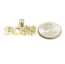 Load image into Gallery viewer, New 10k yellow Gold Boss dollar sign word Pendant charm fine gift jewelry 3.1g
