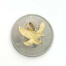 Load image into Gallery viewer, New 14k yellow Gold small eagle Pendant charm bird gift fine jewelry unisex 0.9g

