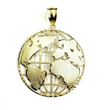 Load image into Gallery viewer, 10k yellow gold round globe planet earth world map pendant jewelry 2.56" 19.9g
