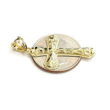 Load image into Gallery viewer, New 10k yellow gold nugget cross pendant charm fine jewelry religious gift 2.1g
