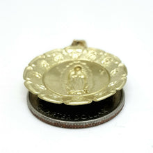 Load image into Gallery viewer, 10k yellow gold round virgin Guadalupe Pendant fine religious jewelry 1.04" 2.1g
