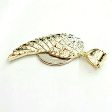 Load image into Gallery viewer, 10k Yellow Gold Single Angel Wing Pendant Diamond Cut Unisex fine jewelry 3.7g
