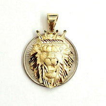 Load image into Gallery viewer, 14k yellow Gold lion head face crown Leo zodiac Pendant charm fine jewelry 4.2g
