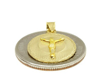 Load image into Gallery viewer, 14k yellow gold round Jesus pendant charm gift religious fine jewelry 0.63" 1.2g
