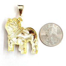 Load image into Gallery viewer, 10k yellow Gold bulldog full body Pendant charm diamond cut fine jewelry 6.5g
