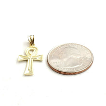 Load image into Gallery viewer, 10k yellow gold Egyptian ankh cross pendant charm fine religious jewelry 0.9g
