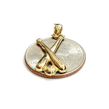 Load image into Gallery viewer, New 14k yellow Gold baseball bat Pendant charm sport game fine jewelry gift 1.7g

