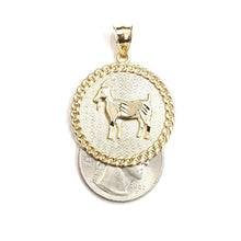Load image into Gallery viewer, 10k yellow Gold round Goat Pendant charm diamond cut animal fine jewelry 5g
